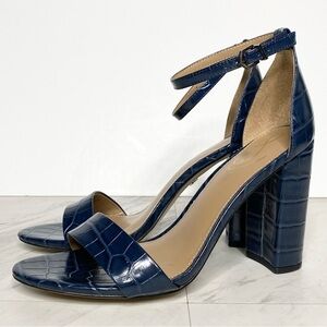 Sam Edelman Yaro Blue Crocodile Block Heel Sandal 9 1/2 M